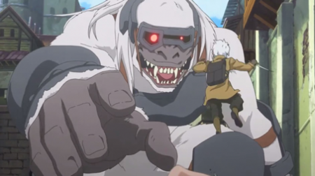 Bell en plein combat au centre-ville de Orario